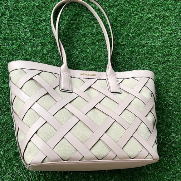 Michael Kors Handbags - Michael Kors Sienna Large Tote Shoulder Bag Powder Blush Leather Canvas